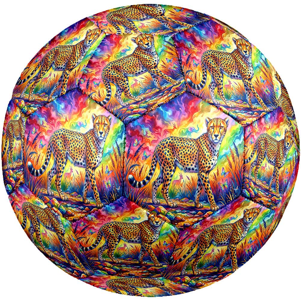 1pc Rainbow Cheetah Theme Soccer Ball Football, Size 5, Lightweight PVC, Outdoor Training Soccer Ball,Sports Gift t614100