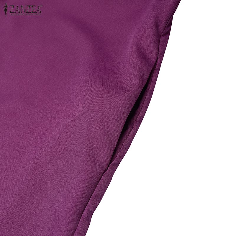 ZANZEA Women Casual V-Neck Solid Color Loose Half Sleeve Dress