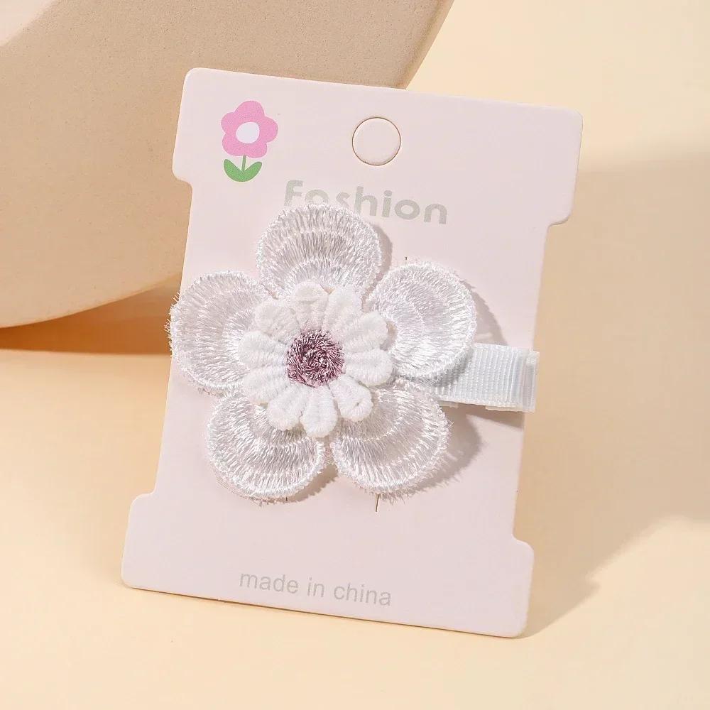 1/2/5 set Ins Daisy Flower Hair Clips Baby Girl Hairpins for Kids Lace White Barette Princess Hooks Infant Accessories Korean