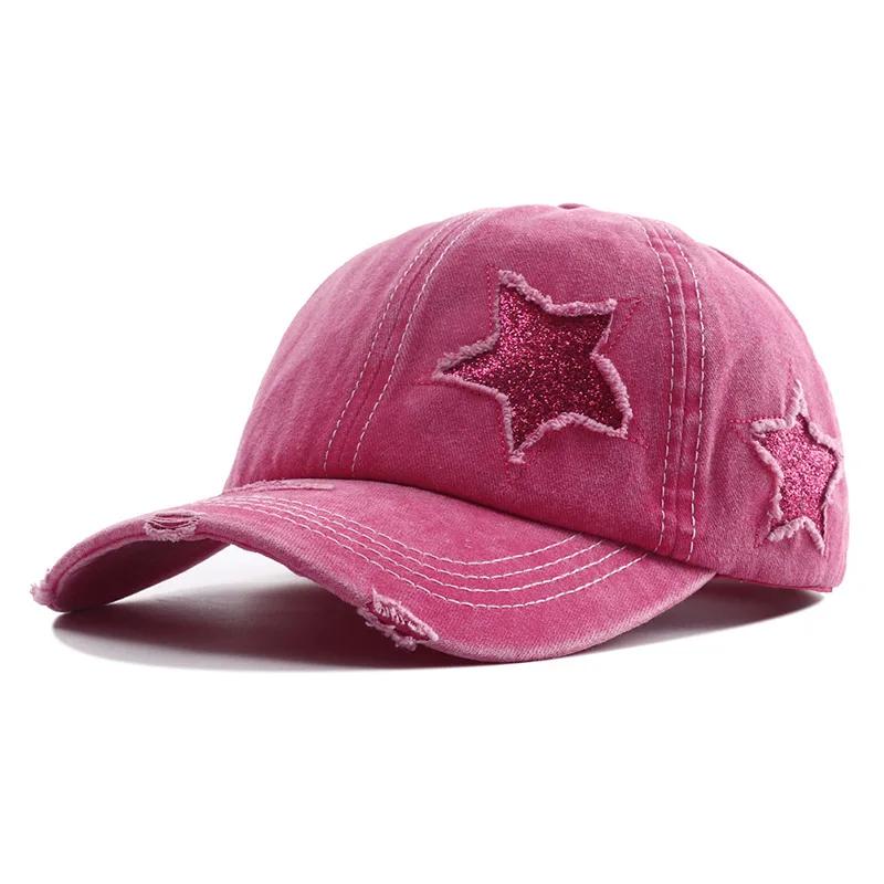  New Star Hollow Out Tail Baseball Cap for Ponytail Snapback Hat  Women Hip Hop Adjustable Distressed Hats Casquettes Femmes
