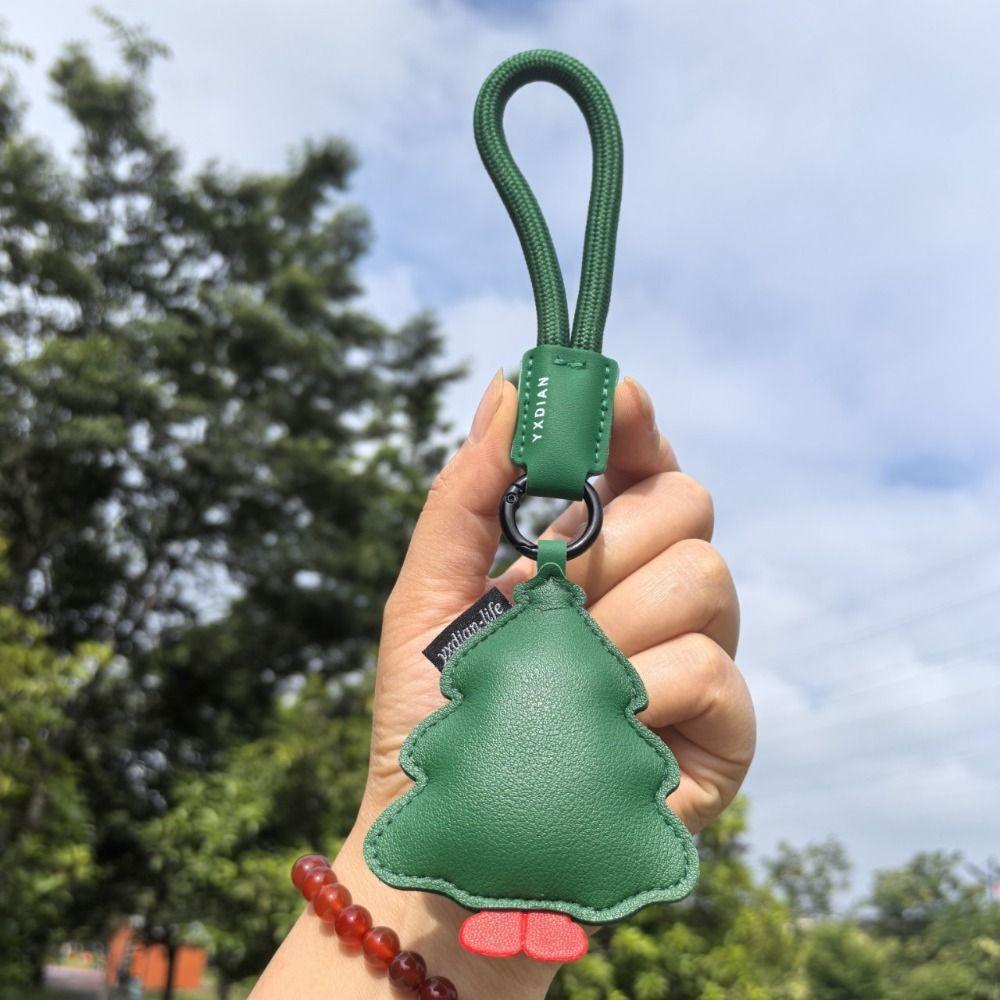 Green Strap Christmas Keychain Charm Cute Pendant Elk Key Ring Santa Claus Keychain  Luggage Tag