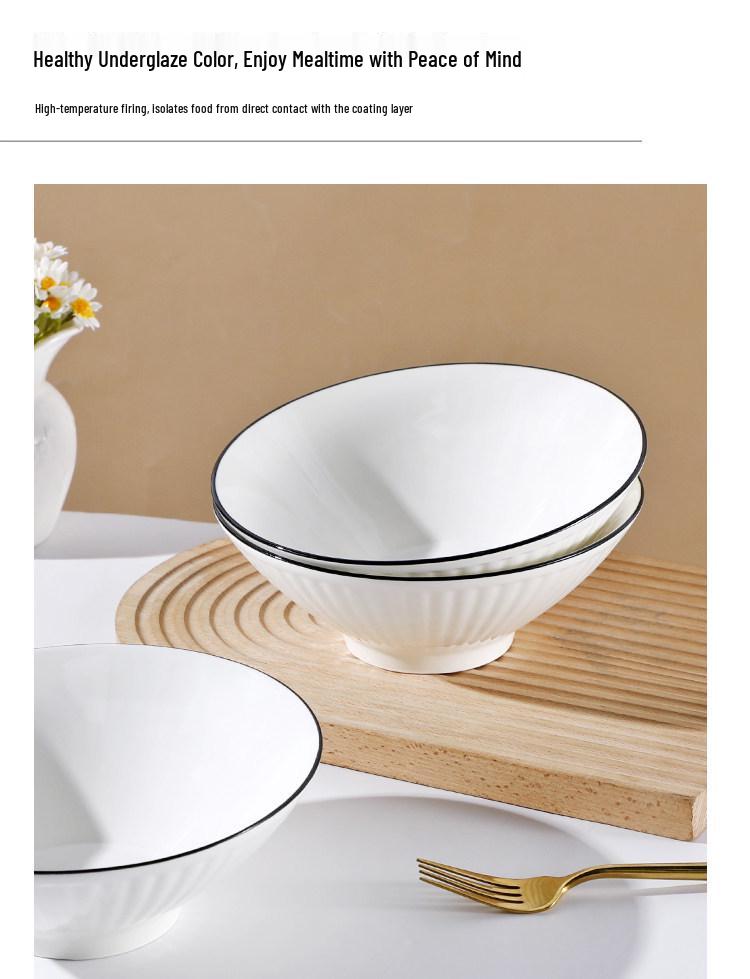 Nordic Ceramic 8" Noodle Bowl - Creative, Simple, Versatile for Rice, Soup, and Instant Noodles