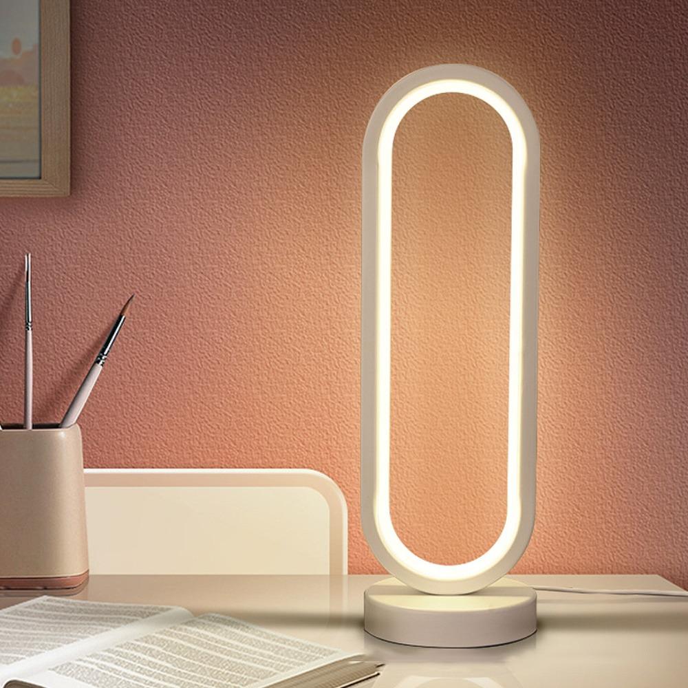 Portable USB-Powered LED Desk Lamp 3-color Dimming Eye-Care Bedside Lamp Ring-shaped Table Lamp Living Room