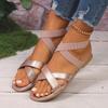 Large size new women's shoes summer cross elastic outer wear flat beach sandals