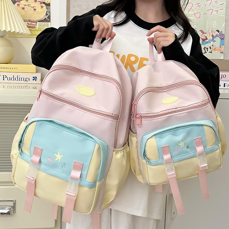 New Schoolbag New Schoolbag New Junior High School Students Little Fresh Girl Contrasting Colors Popular Backpack Cute Backpack Tide