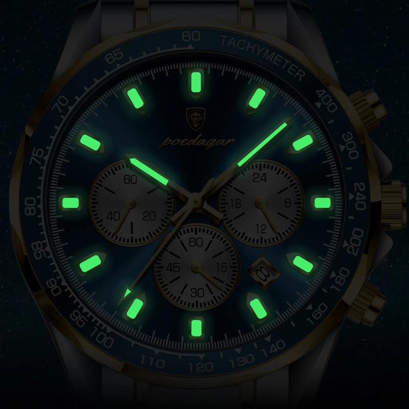 Men's Multifunctional Three Eye Chronograph Watch Multi Functional Waterproof Luminous Calendar Quartz Watch Holiday Gifts Men's Exquisite Gift Watch