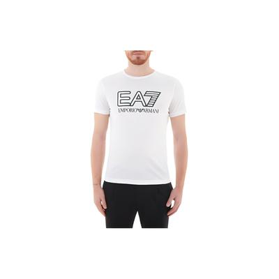 EA7 Logo Print Crew Neck Short Sleeve T-Shirt Men Tops White 6HPT81-PJM9Z-1100