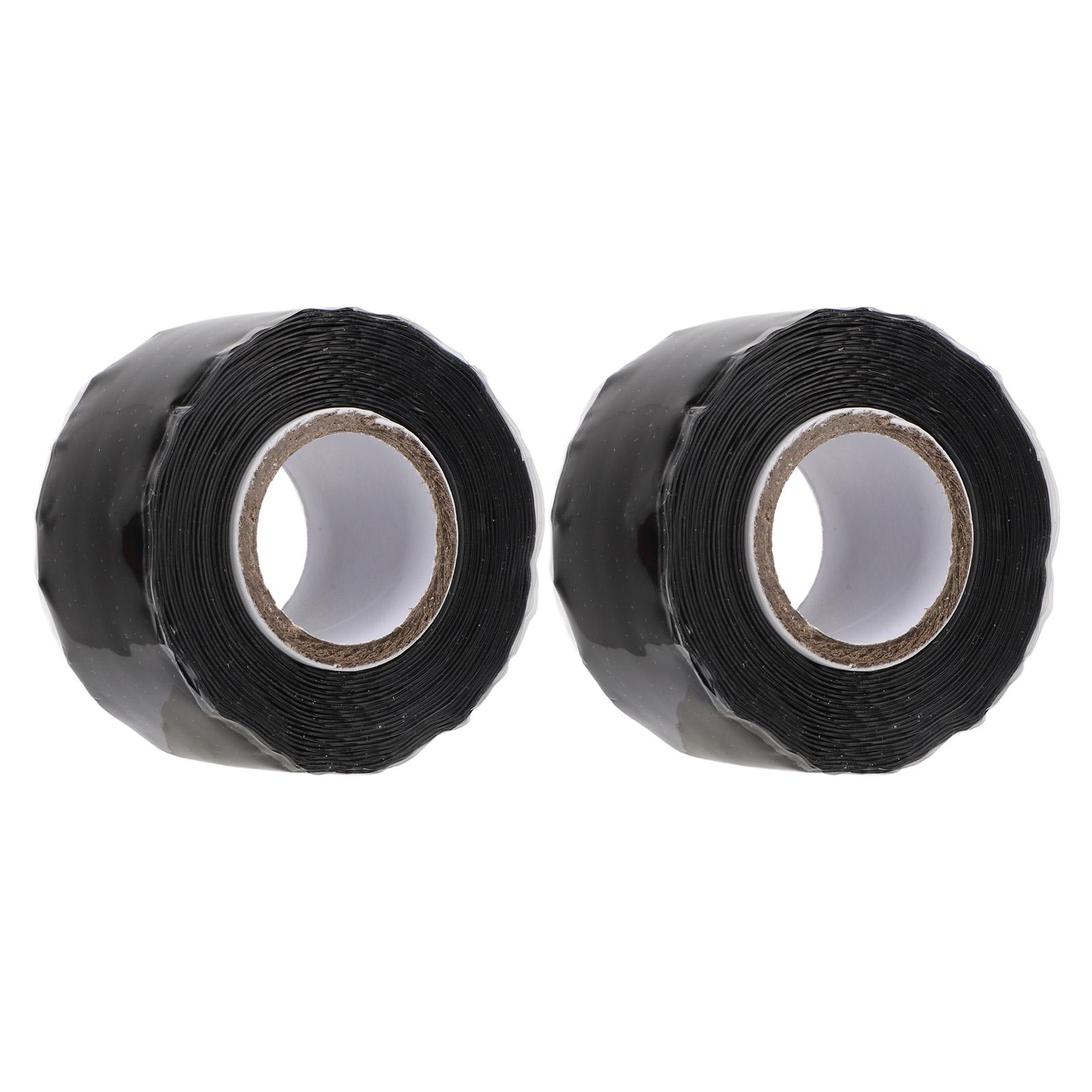 

2 шт. самоклеящаяся лента без клеевого слоя 0,98 дюйма x 9,84 фута водонепроницаемая черная резиновая герметизирующая лента для защиты от протечек
