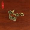 Brass Magpie and Plum Blossom Incense Holder - Artistic Desk Ornament for Home or Office.