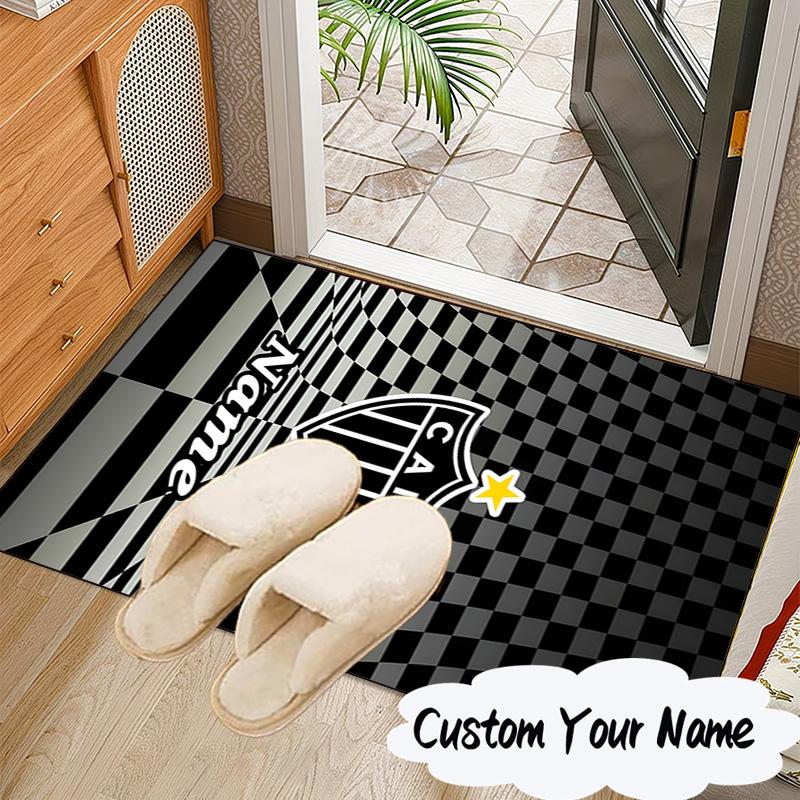 Custom Name Atletico Football Emblem Rug for Living Room, Game Rooms, Office, Bedroom, Floor Mat Playful Design, Fan Gifts Christmas Decor