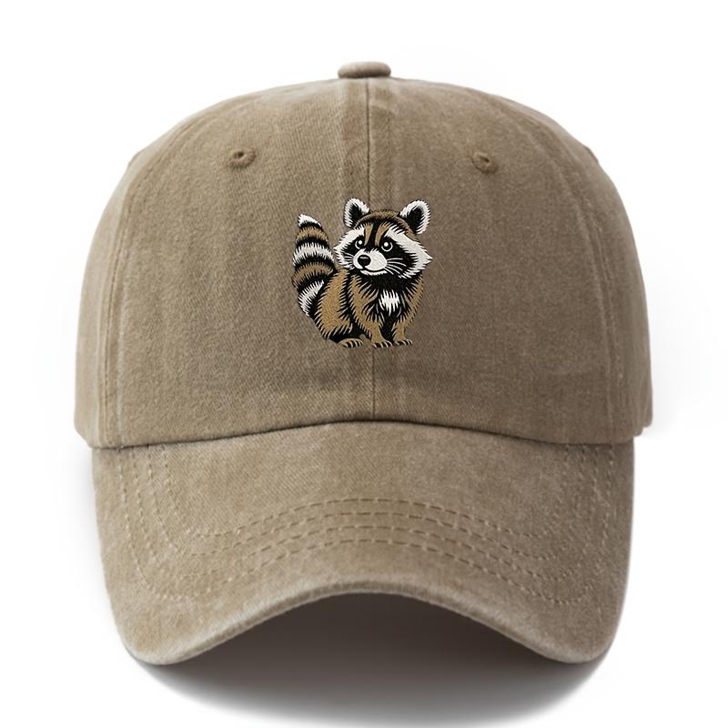 Raccoon Printing Baseball Cap Unisex Washed Visor Adjustable Outdoor Casual Headwear