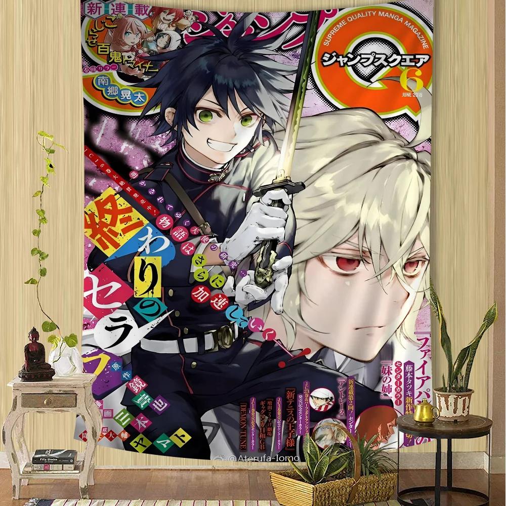 Anime Seraph of The End Printed Large Wall Tapestry Hanging Tarot Hippie Wall Rugs Dorm Home Decor