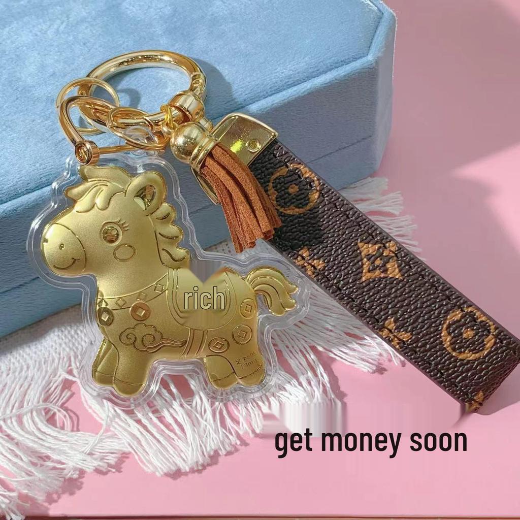 999 Gold Keychain with Money Pendant for Bags and Cars