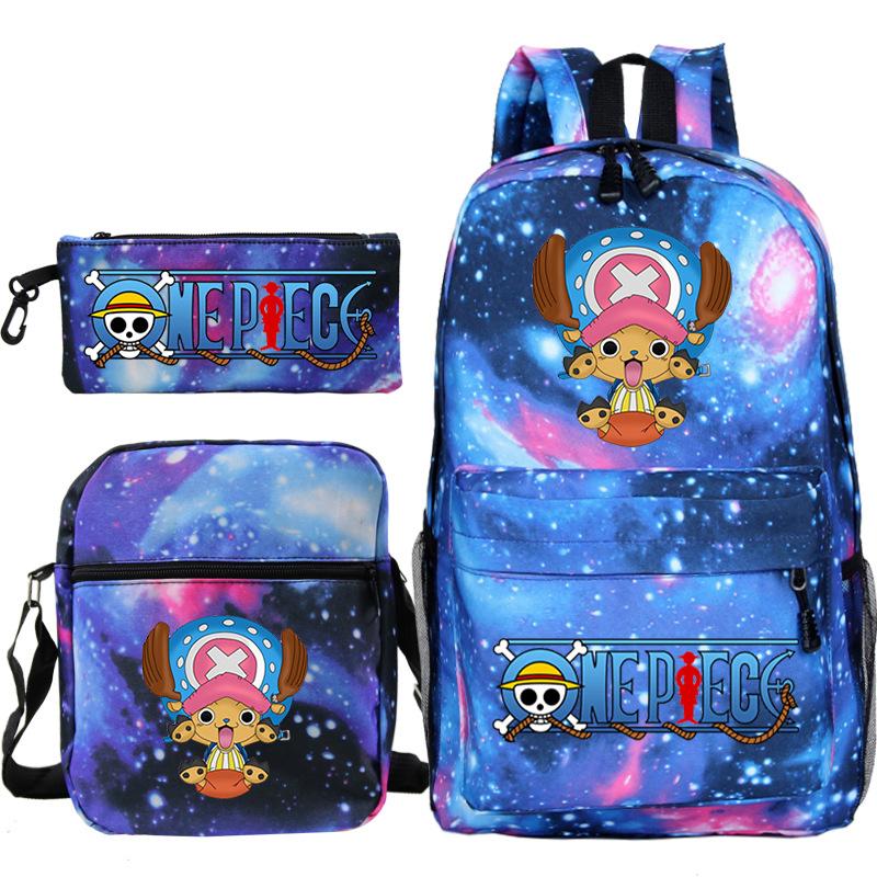 Cartoon Printed Teen Backpack Men's and Women's Student School Bag Three-piece Combination