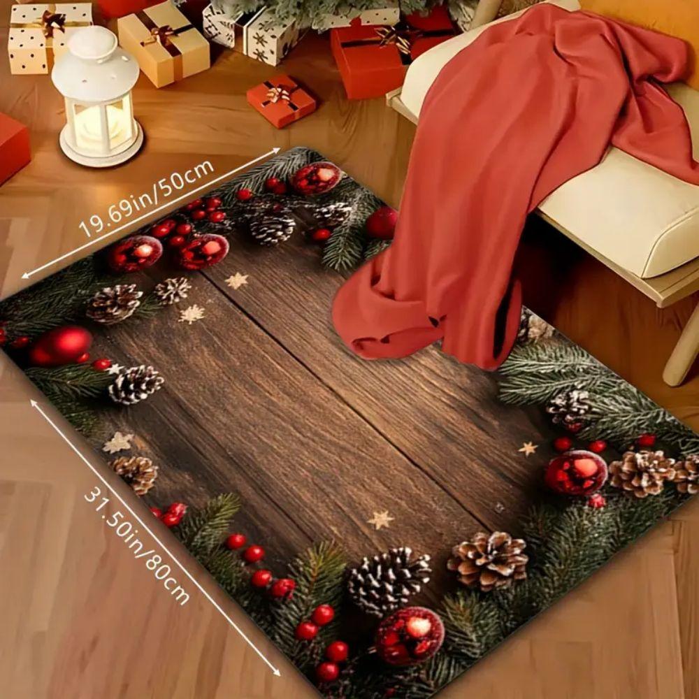 Wood-Grain Design, Pine Tree Pattern, Entry Door Carpet Home Decoration, Bathroom Anti-Slip And Stain-Resistant Floor Mat