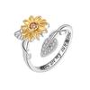 Bohemia Sunflower Rotatable Decompression Rings For Girls Anti Anxiety Relaxing Adjustable Open Wedding Aesthetic Ring