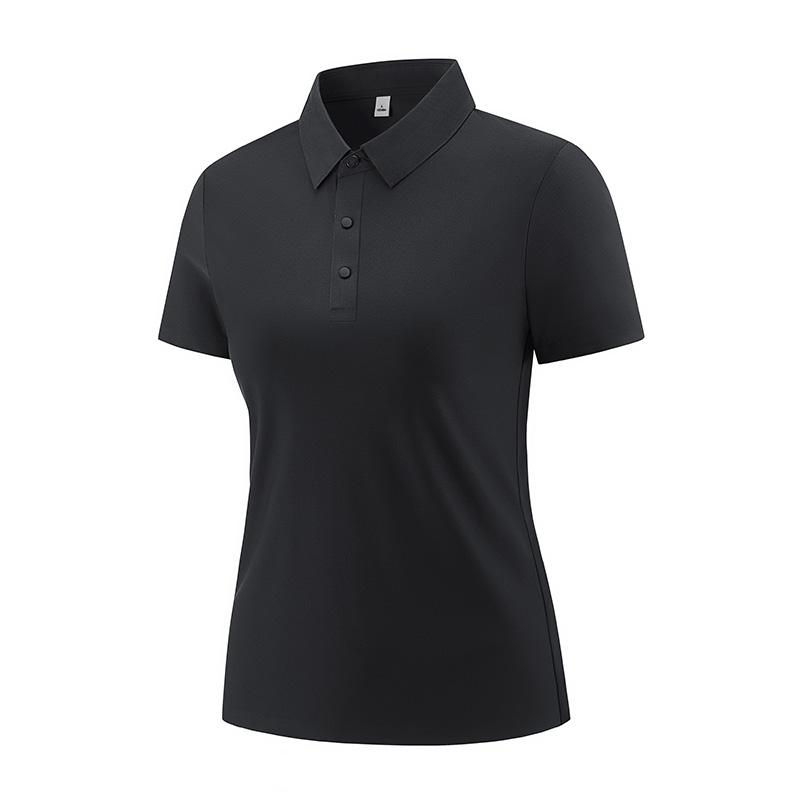 

Summer Ice Silk Polo Shirt Women s Short Sleeved T-shirt M чорний