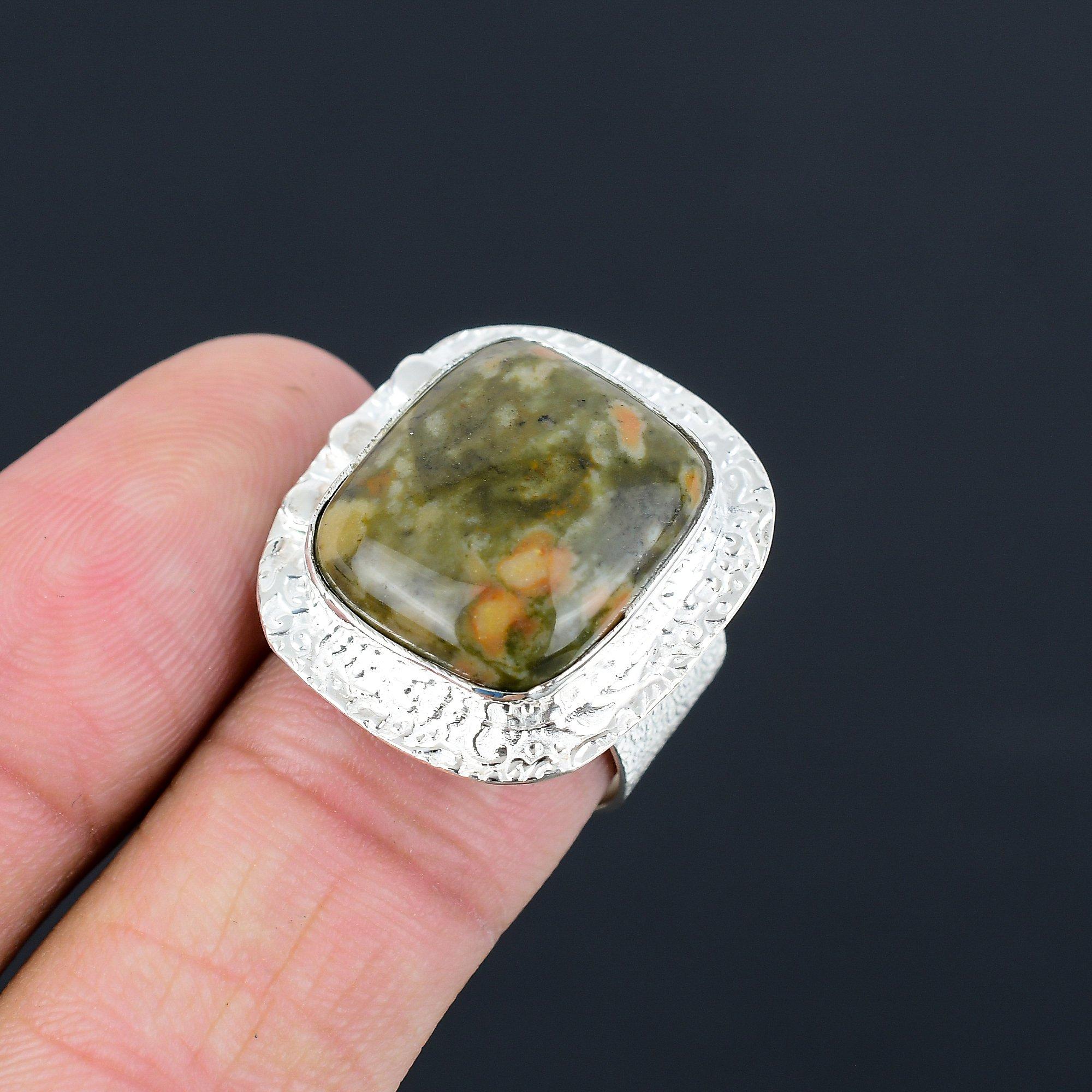 Fruit Jasper Stone 925 Sterling Silver Unique Daughter New Ring Jewelry Size 7.5 7.5