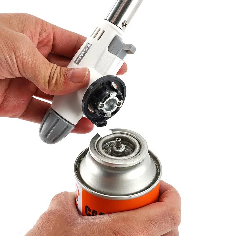 Portable Metal Flame Gun Butane Gas Welding-Burner Welding Gas Burner Flame Gas Torch Flame Gun Blow for BBQ Camping Cooking
