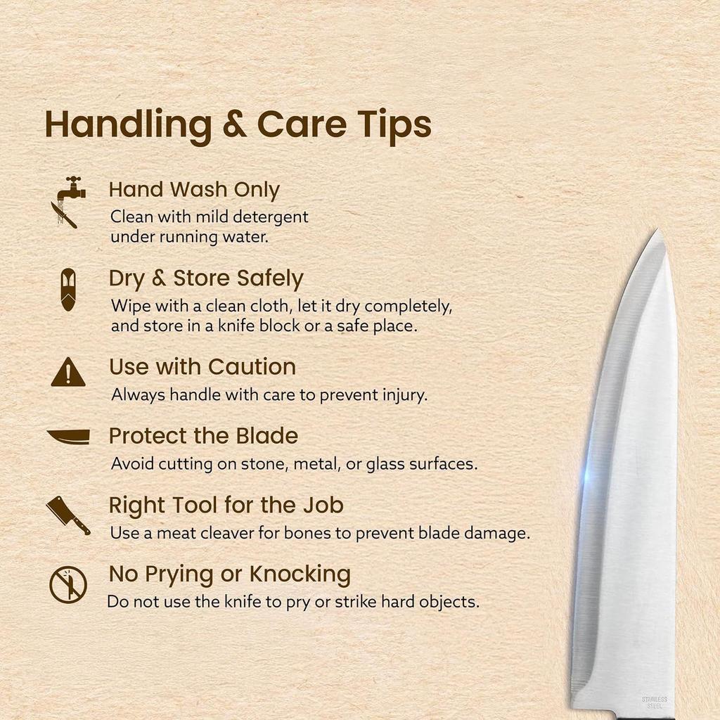 Galaxy 6-Piece Kitchen Knife Set with Wooden Case, High Carbon Stainless Steel, Silver