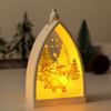 Vintage Christmas Ornament House Shape Santa Claus Deer Snowman Statue Night Light Glowing Decoration