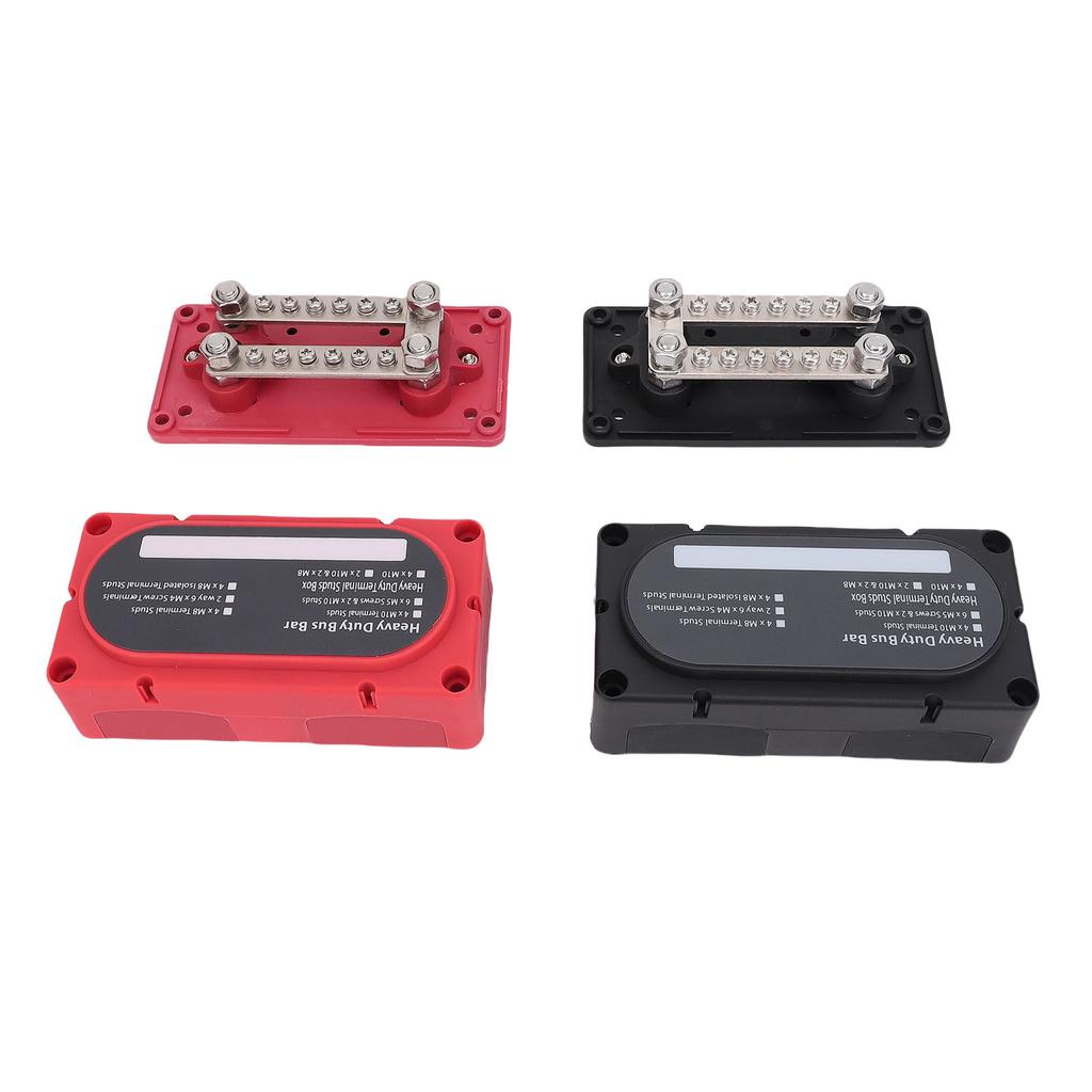 2 Pcs Bus Bar 12 Screws Terminal M8 Studs 48V 150A Power Distribution Block Bus Bar for Automotive Marine RV Yacht