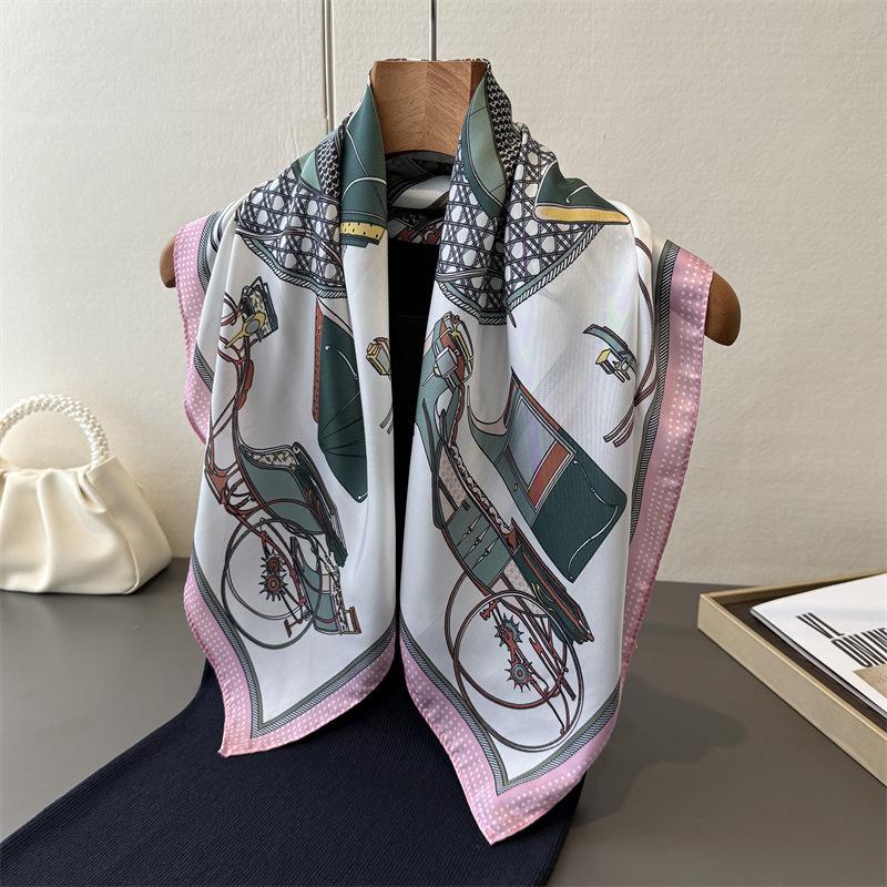 New ethnic- border printed imitation silk square scarf shawl neckerchief high-end neck-tie small square scarf silk