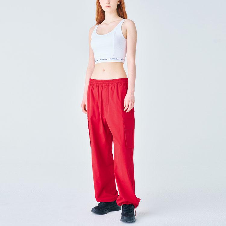 Fila Knitted Sweatpants Unisex Red Moderate Wide Leg Pants FS2WPF2132X-HRD