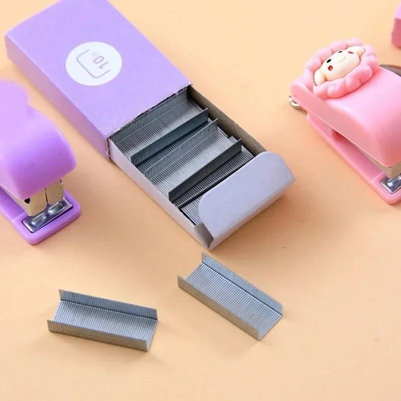 Cartoon Mini Stapler Keychain Kawaii Animal Trumpet Stapler Book Paper Binding Machines Student Stationery Cute Desk Accessories