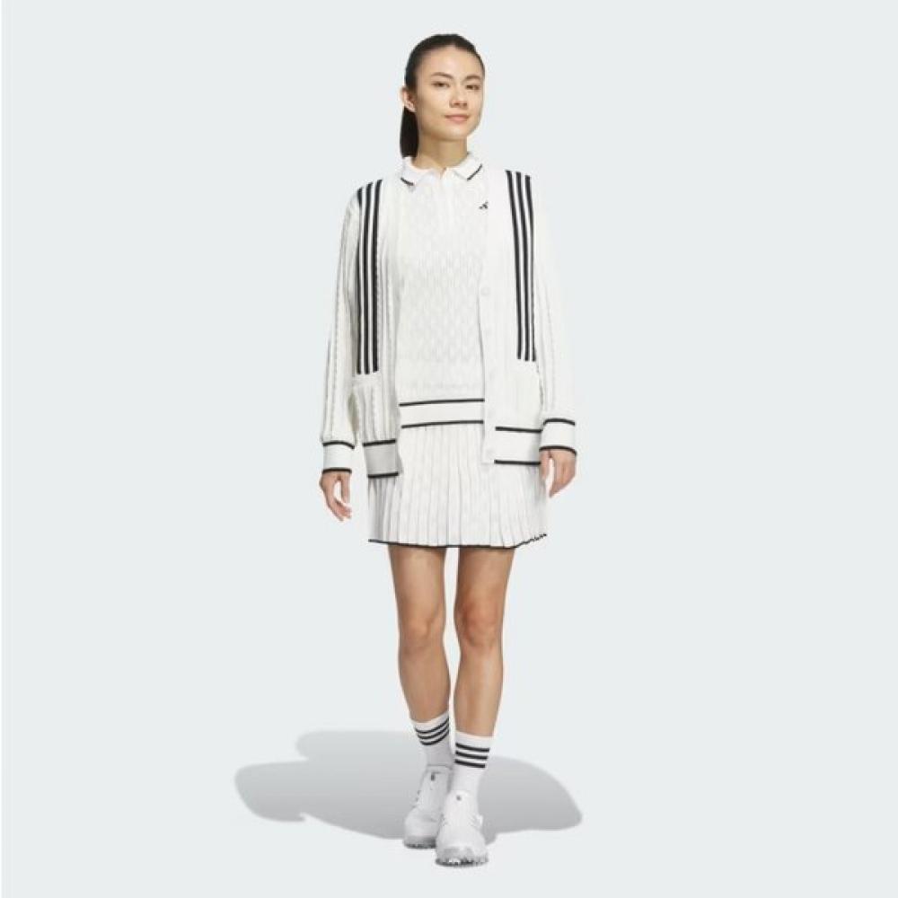 Adidas Golf Women S Knit Prime Knit Cable Pattern Cardigan In6624 White