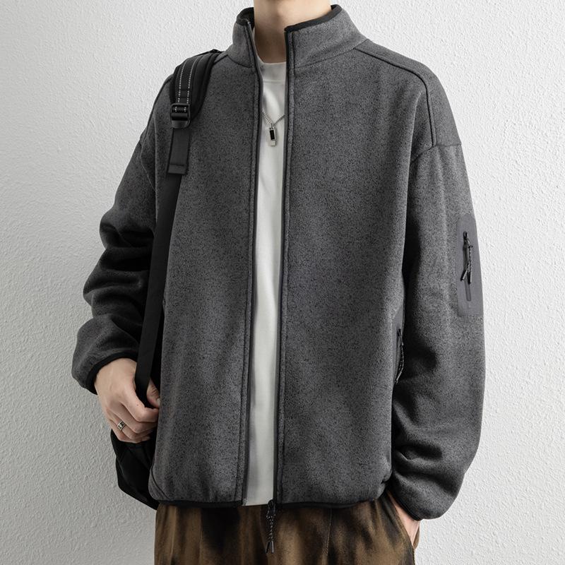 Teenager Stehkragen Strickjacke Reißverschluss Sweatshirt für Herren Herbst Neuer Stil