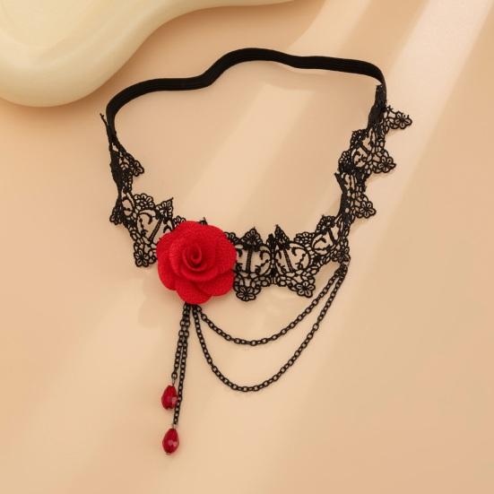 Women Leg Chain 3D Rose Decor with Elastic Band Tassel Chain Faux Crystal Pendant Leg Jewelry Wedding Night Club Party Thigh Garter