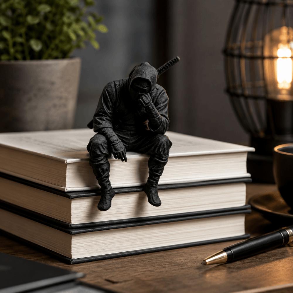 Japanese Style Samurai Statue 3D Printed Seated Warrior Sculpture Desktop Ornament  Home Decor