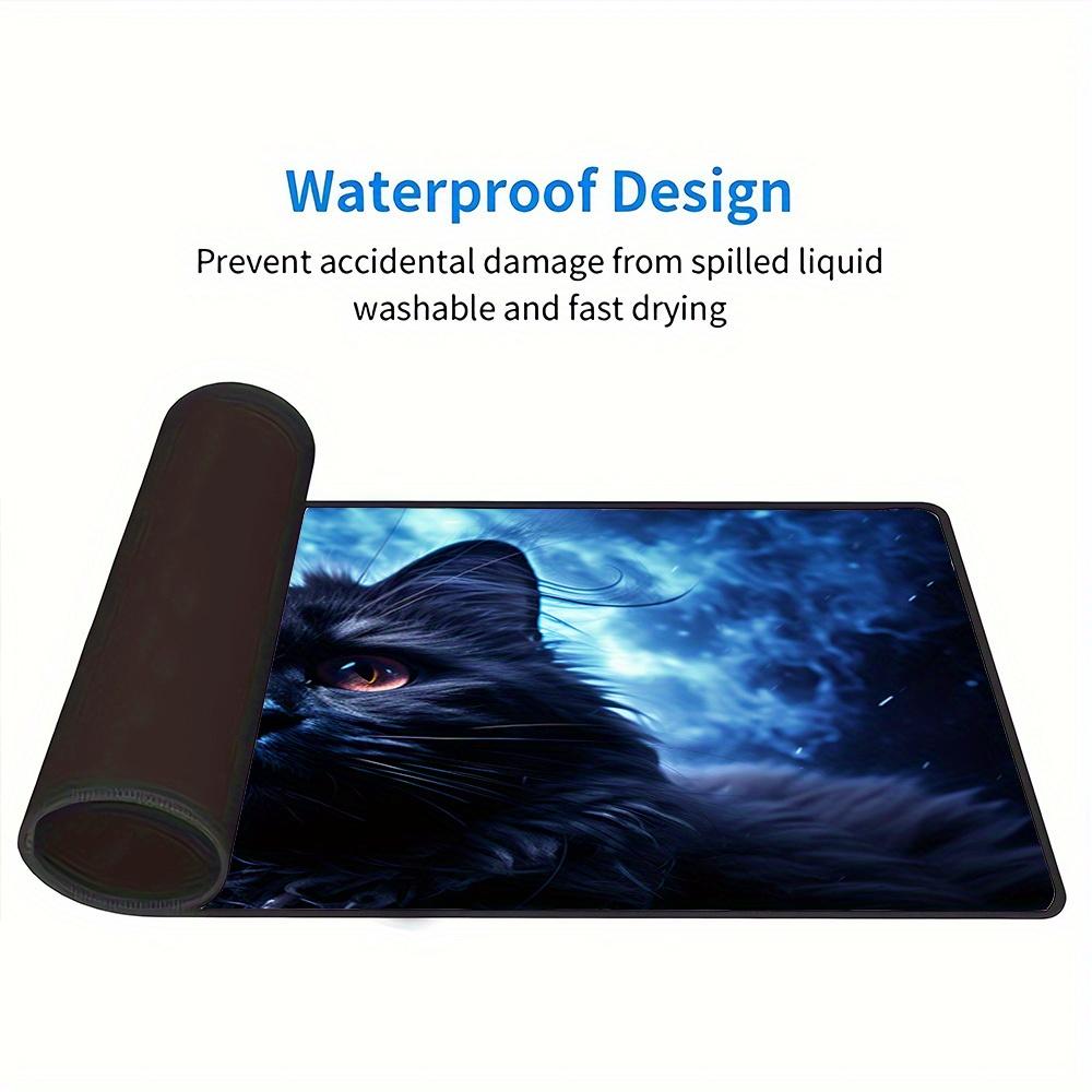 1pc Large Gaming Mouse Pad, UV Reactive Non-Slip Desk Mat, Washable PolyesterMystical, Cat, AuraComputer Pad with Vibrant Game Machine Print