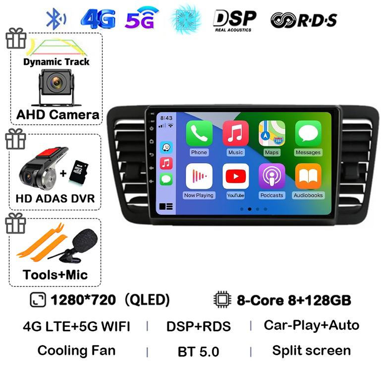 Android 14 Auto Carplay 4G+WiFi For Subaru Outback 3 Legacy 4 2003-2009 Car Radio Multimedia Video Player GPS 2din DVD Head Unit