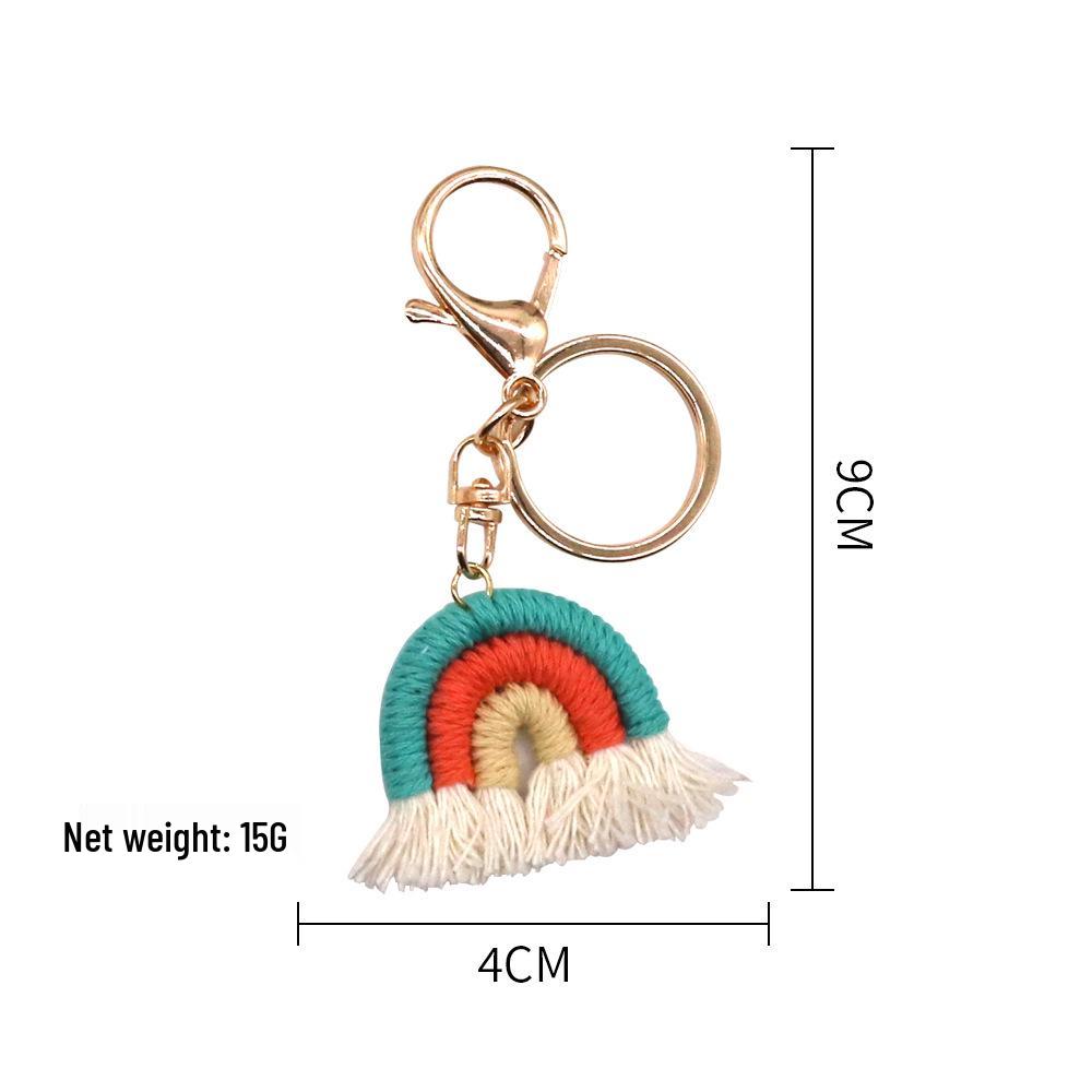 Nordic Rainbow Woven Tassel Keychain Pendant - Ethnic Style Ornament for Bags & Cars
