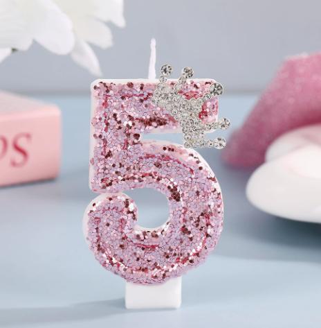 Number Birthday Candle with, Glitter, for Birthday Celebration
