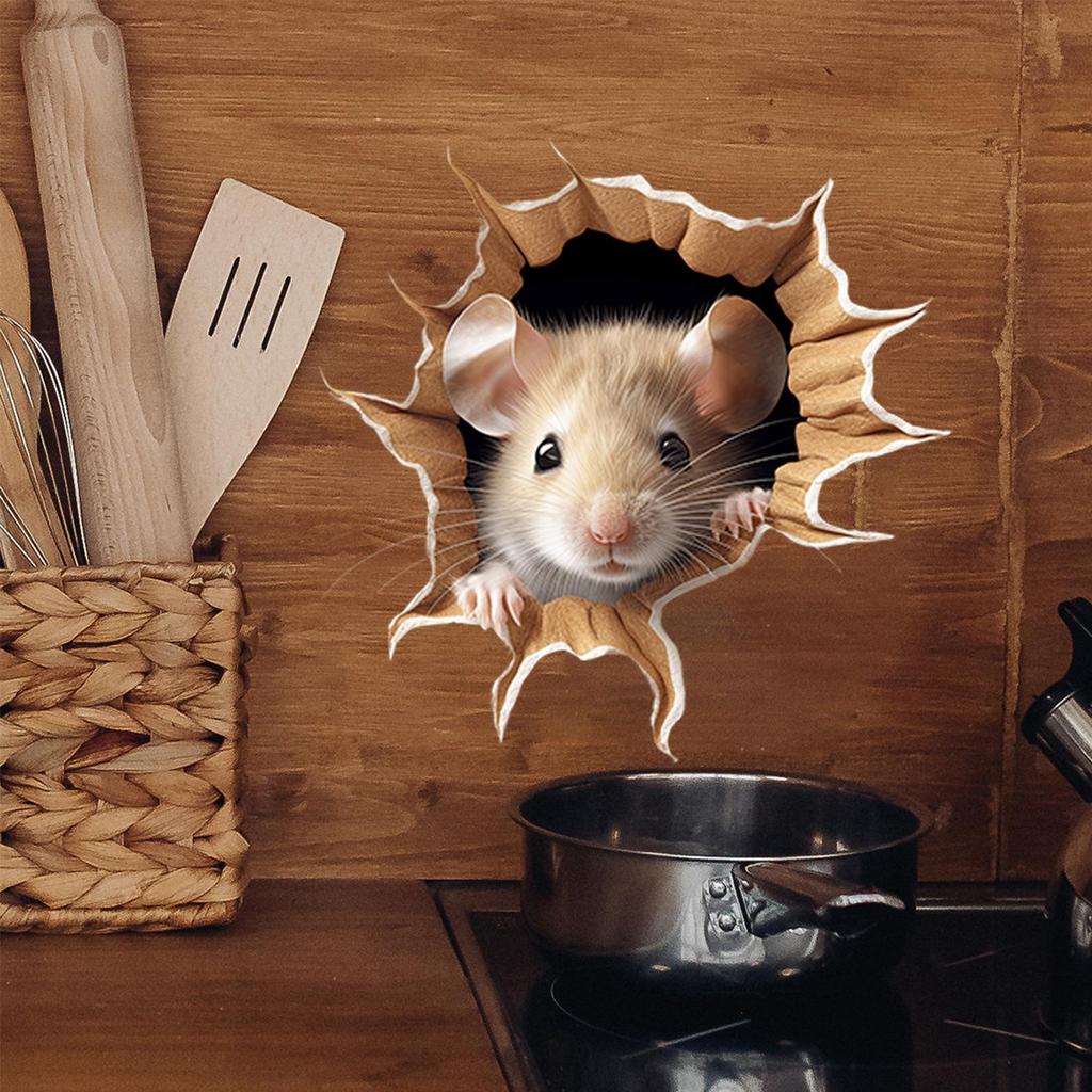 3D Mouse Hole Wall Sticker for Living Room or Bedroom Decor