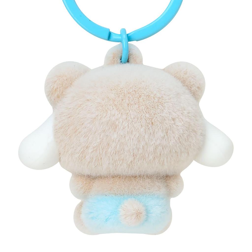 Sanrio Cinnamoroll 3D Mascot Keychain - Flocked Standing Charm Model 583103, Detachable Logo Charm, Official