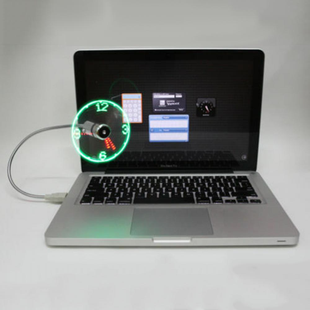 Creative Mini Fan USB Powered LED Clock Real Time Display Summer Cooling Neon Fan USB Gadgets