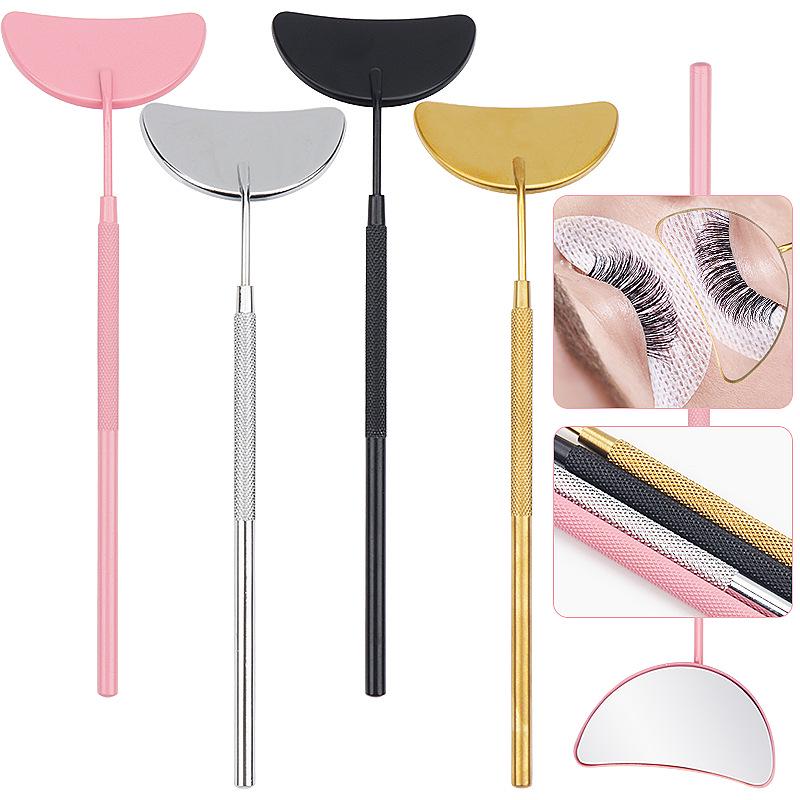 Crescent-shaped Stainless Steel Handheld Mirror for Eyelash Extensions