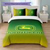 John Deere Aufdruck 3-teiliges Bettwäsche-Set 1 Bettbezug und 2 Kissenbezüge Weiche Bettwäsche für Haushalt Schlafzimmer