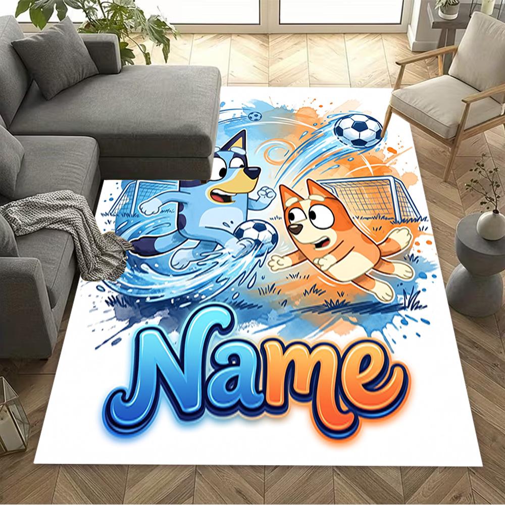 Bluey's Adventure World Customize Text Carpet Perfect for Hallway Balcony Study room Playrooms Anti-slip Rug Office home decor