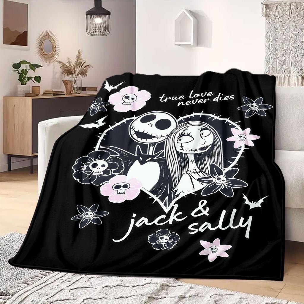 Jack Sally Cartoon Print for Bedrooms Sofas Beds Chairs Picnics Travel Flannel Blanket Home Decor Great Gift Various Sizes New
