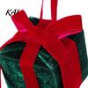 Xmas Holiday Table Decor Velvet Gift Box Christmas Tree Ornament, Square Shaped Hanging Seasonal Party Photo Props Decoration with Bow for Winter Home