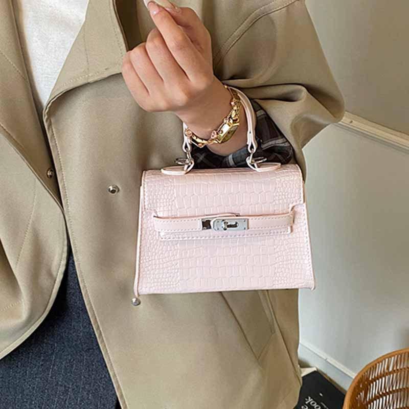 High-end Light Luxury Handbag Women's 2025 New Fashion Stone Pattern Kelly Bag Commuter Shoulder Crossbody Bag