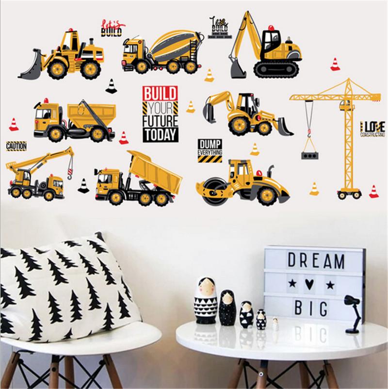 Cartoon cars children room wall stickers for kids room boy bedroom wall decals window poster 3D car wall sticker wallpaper