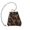 PU Suede Bag Necklace with Long Strap Leopard Print Long Necklace Coin Purse Pendant Wearing Key Bag Necklace Hanging Accessory
