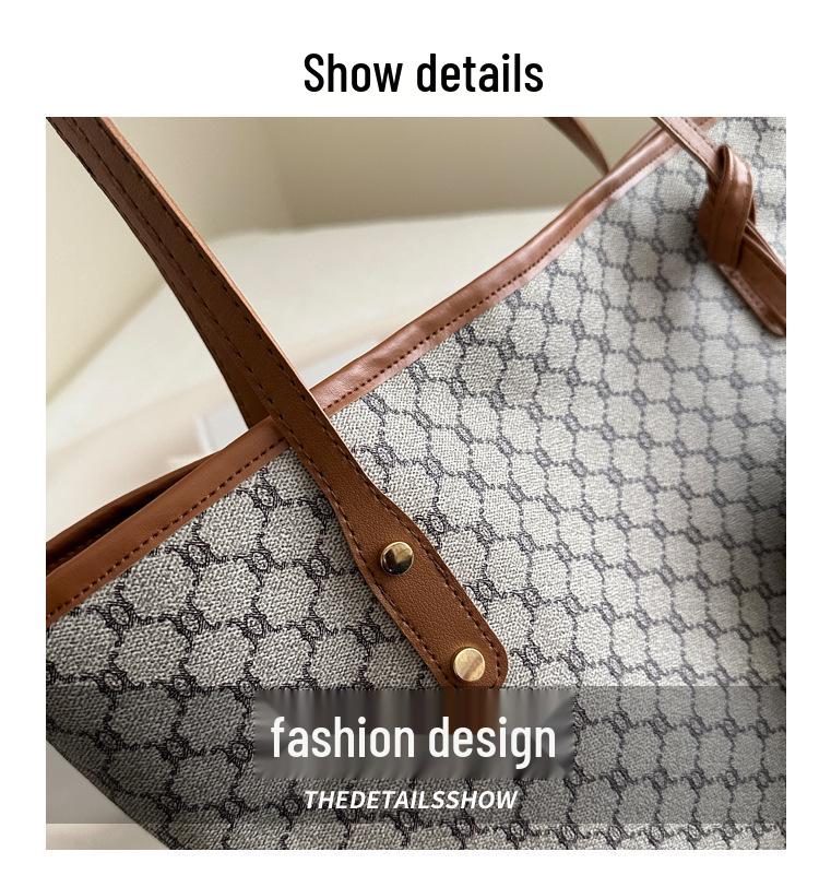 2025 Vintage Květinová Kostkovaná Taška přes Rameno - High-End, Velkokapacitní Taška Matka-Dítě