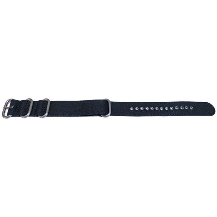 Bracelet montre - MY-MONTRE - 22mm toile - Noir - Boucles acier brossé - Longueur 280mm
